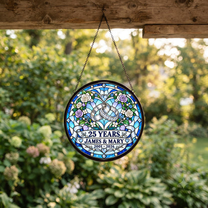 25th Anniversary Suncatcher - Personalized Gift for Couples