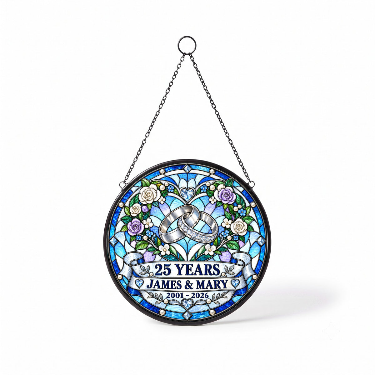25th Anniversary Suncatcher - Personalized Gift for Couples
