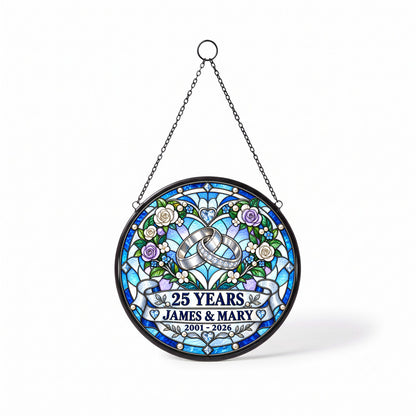 25th Anniversary Suncatcher - Personalized Gift for Couples