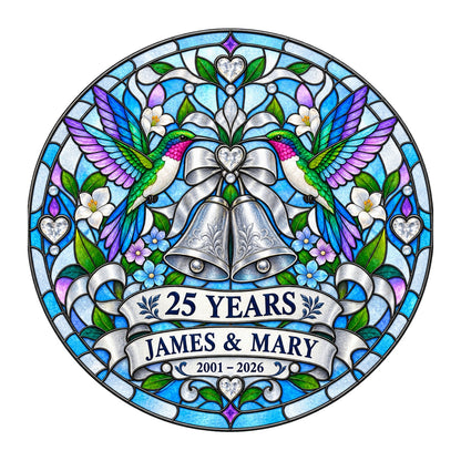 25th Anniversary Suncatcher - Design 2 - Personalized Gift for Couples