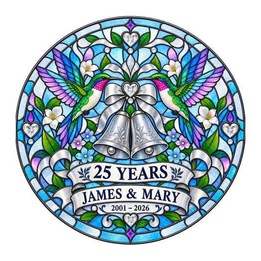 25th Anniversary Suncatcher - Design 2 - Personalized Gift for Couples