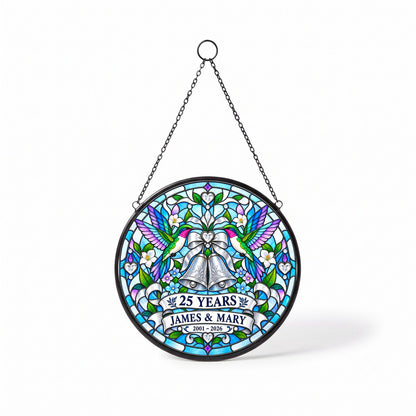 25th Anniversary Suncatcher - Design 2 - Personalized Gift for Couples