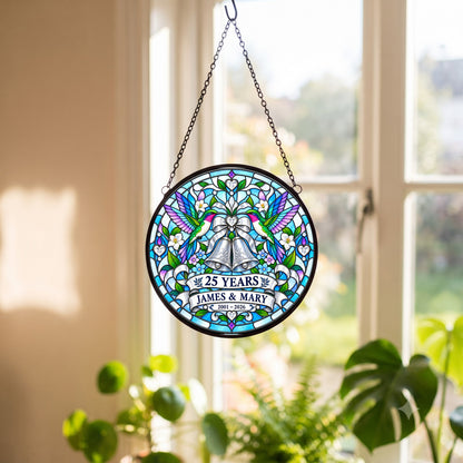 25th Anniversary Suncatcher - Design 2 - Personalized Gift for Couples