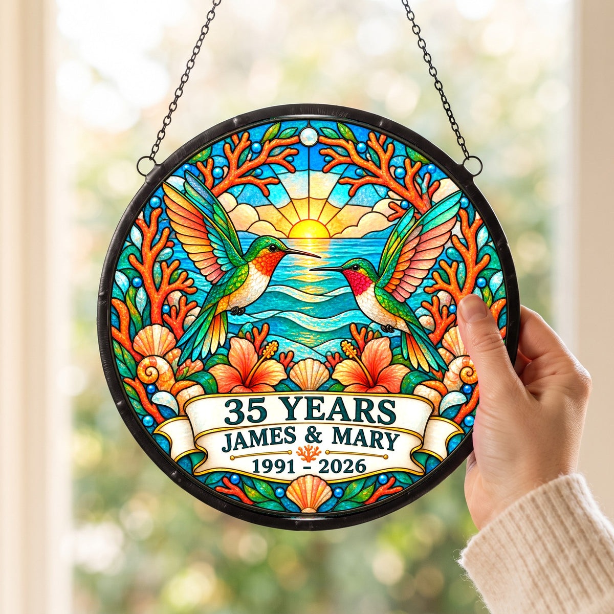 35th Anniversary Suncatcher - Personalized Gift for Couples