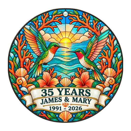 35th Anniversary Suncatcher - Personalized Gift for Couples