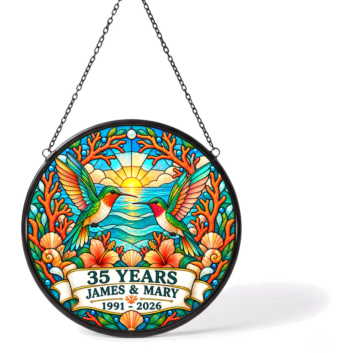 35th Anniversary Suncatcher - Personalized Gift for Couples