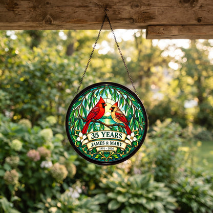 35th Anniversary Suncatcher - Design 2 - Personalized Gift for Couples
