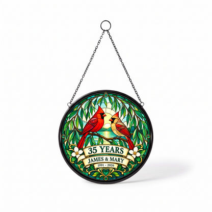 35th Anniversary Suncatcher - Design 2 - Personalized Gift for Couples