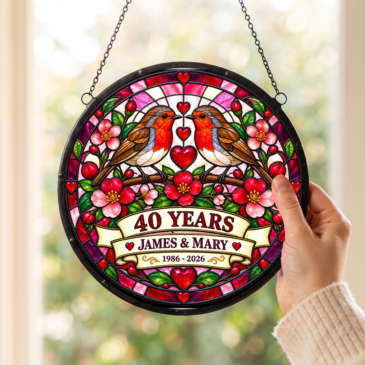 40th Anniversary Suncatcher - Personalized Gift for Couples