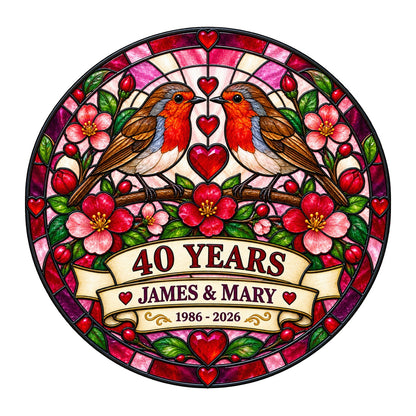 40th Anniversary Suncatcher - Personalized Gift for Couples