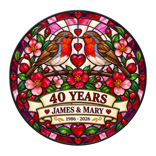 40th Anniversary Suncatcher - Personalized Gift for Couples