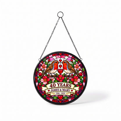 40th Anniversary Suncatcher - Personalized Gift for Couples