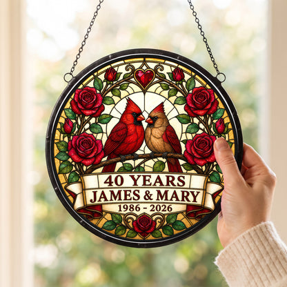 40th Anniversary Suncatcher - Design 2 - Personalized Gift for Couples