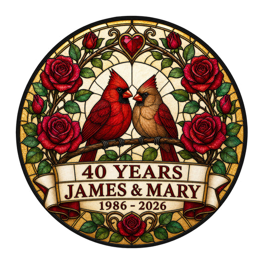 40th Anniversary Suncatcher - Design 2 - Personalized Gift for Couples