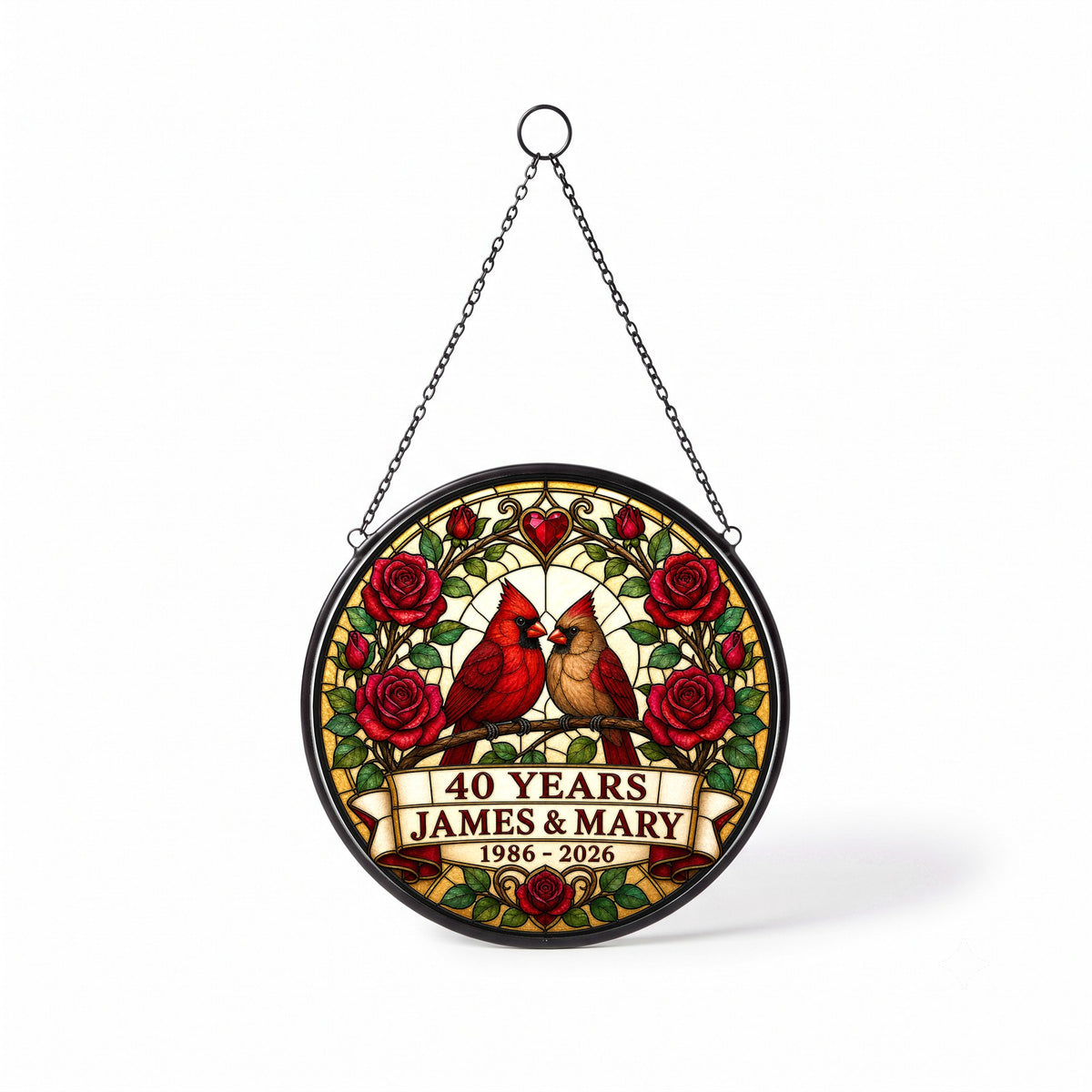 40th Anniversary Suncatcher - Design 2 - Personalized Gift for Couples