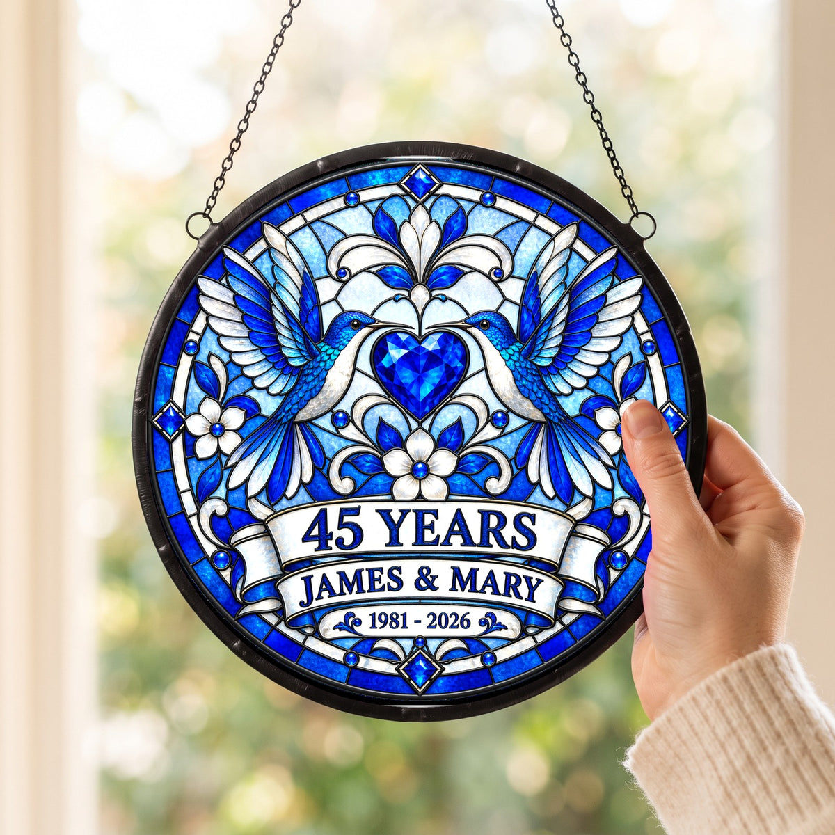 45th Anniversary Suncatcher - Personalized Gift for Couples
