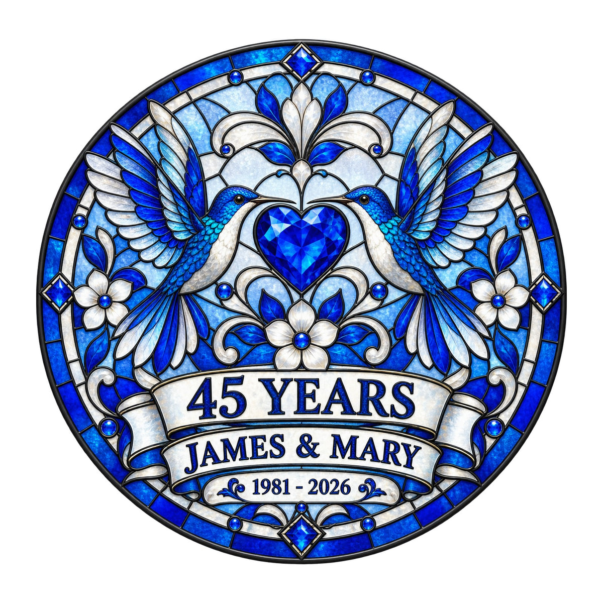 45th Anniversary Suncatcher - Personalized Gift for Couples