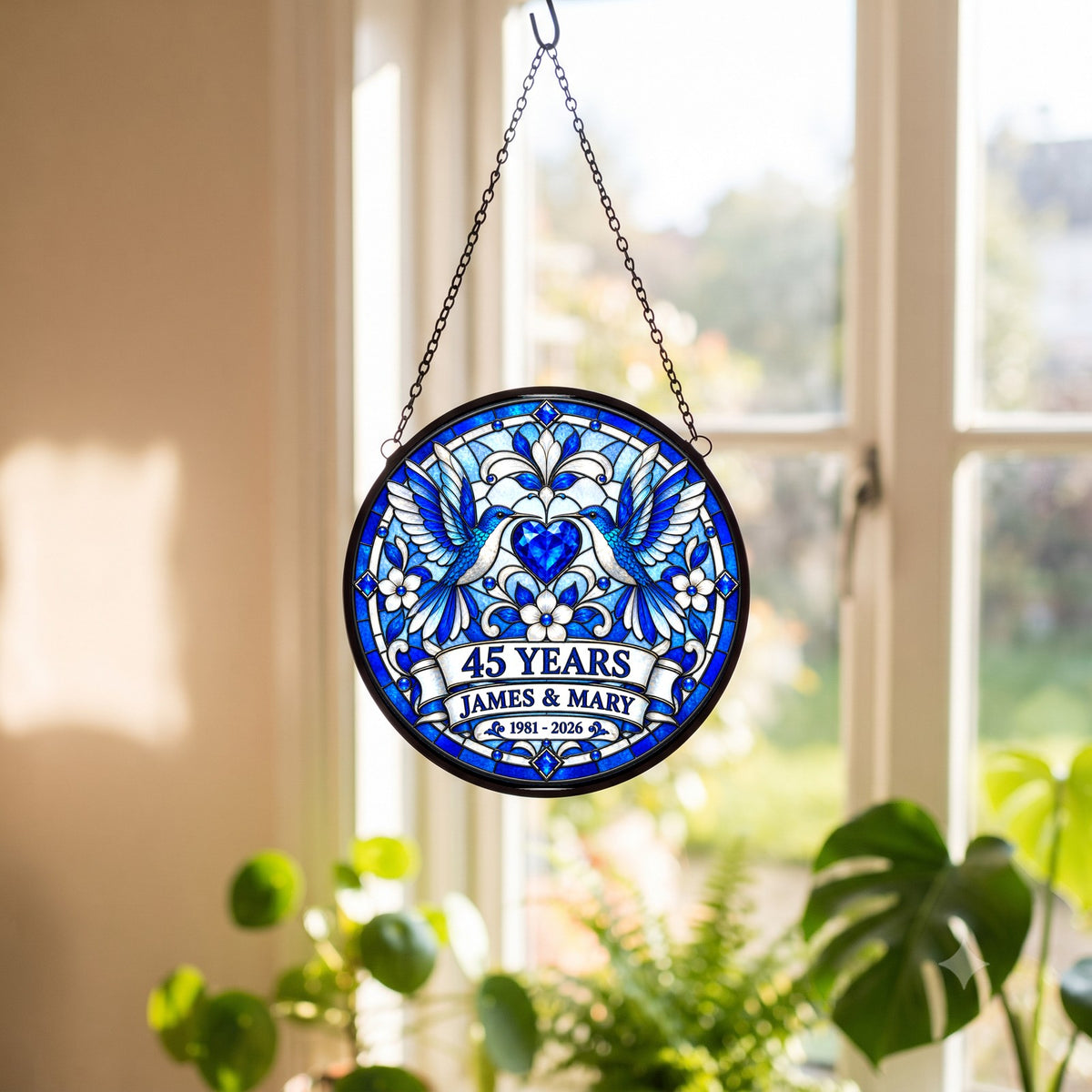 45th Anniversary Suncatcher - Personalized Gift for Couples