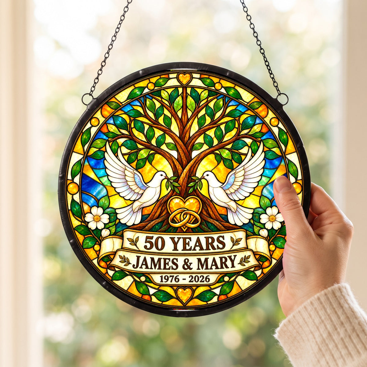 50th Anniversary Suncatcher - Personalized Gift for Couples
