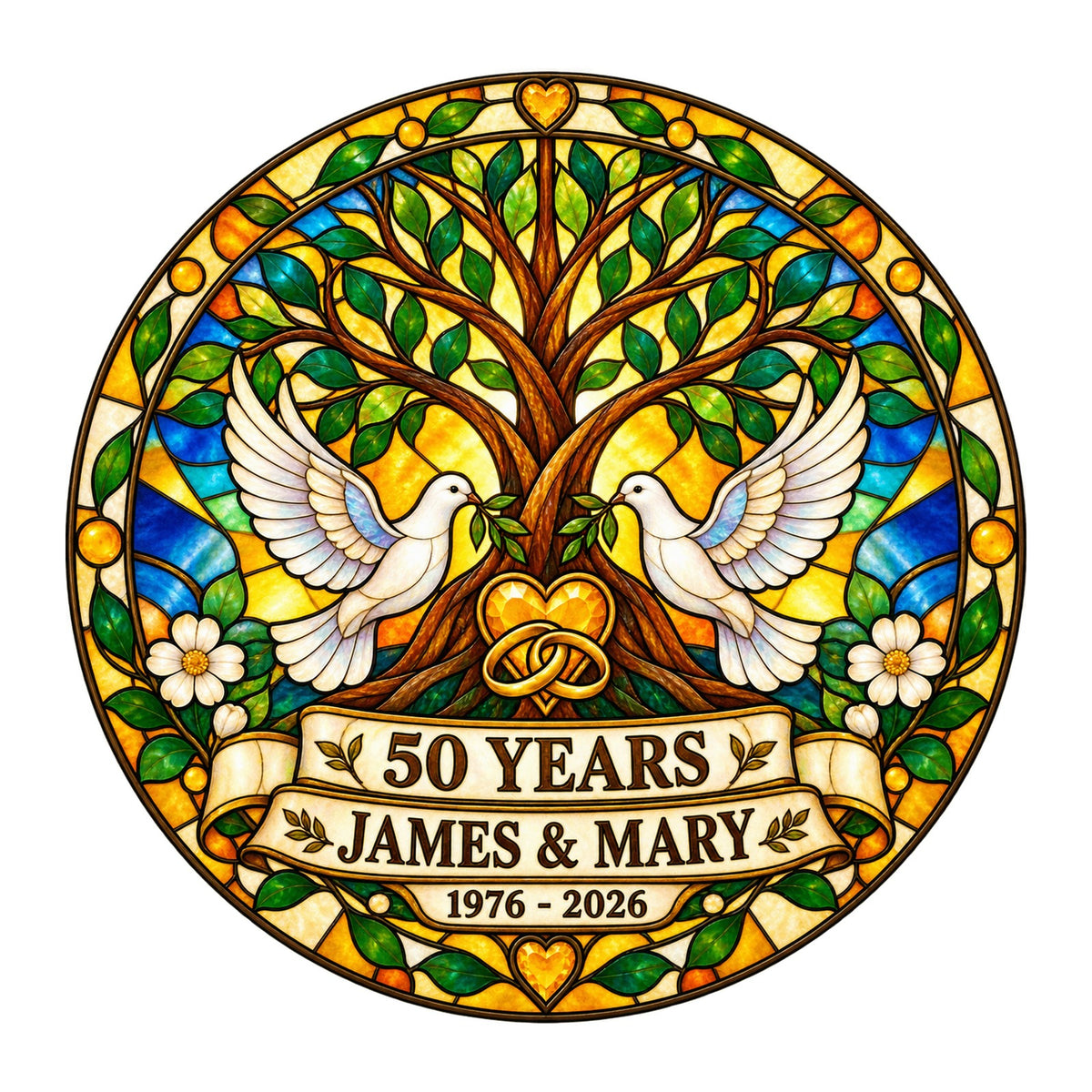 50th Anniversary Suncatcher - Personalized Gift for Couples