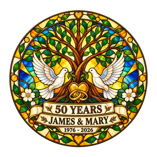 50th Anniversary Suncatcher - Personalized Gift for Couples