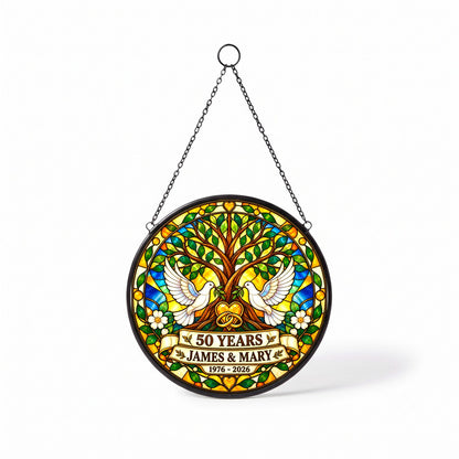 50th Anniversary Suncatcher - Personalized Gift for Couples