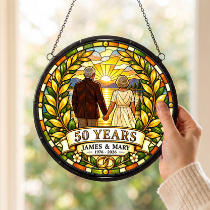 50th Anniversary Suncatcher - Design 2 - Personalized Gift for Couples
