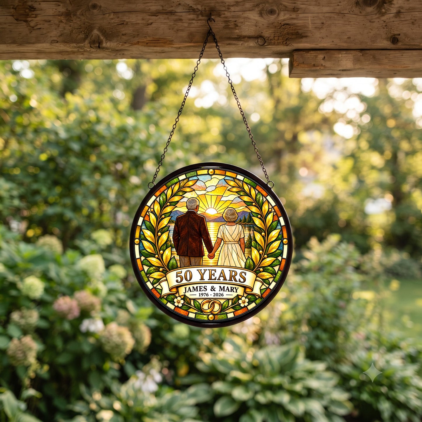 50th Anniversary Suncatcher - Design 2 - Personalized Gift for Couples
