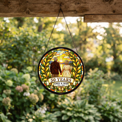 50th Anniversary Suncatcher - Design 2 - Personalized Gift for Couples