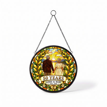 50th Anniversary Suncatcher - Design 2 - Personalized Gift for Couples