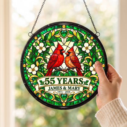 55th Anniversary Suncatcher - Personalized Gift for Couples