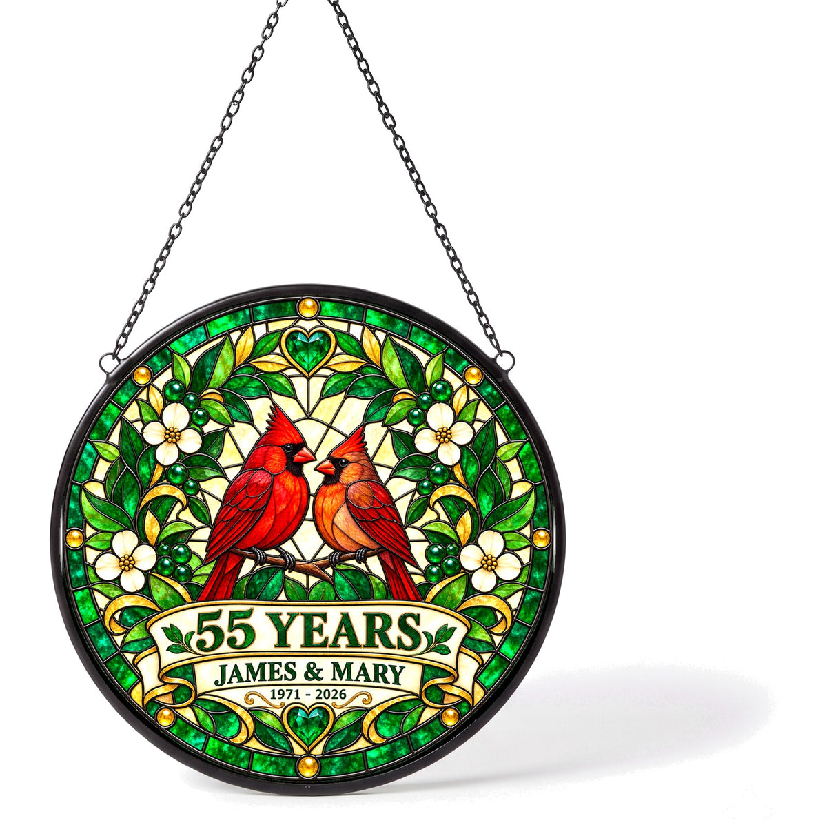 55th Anniversary Suncatcher - Personalized Gift for Couples
