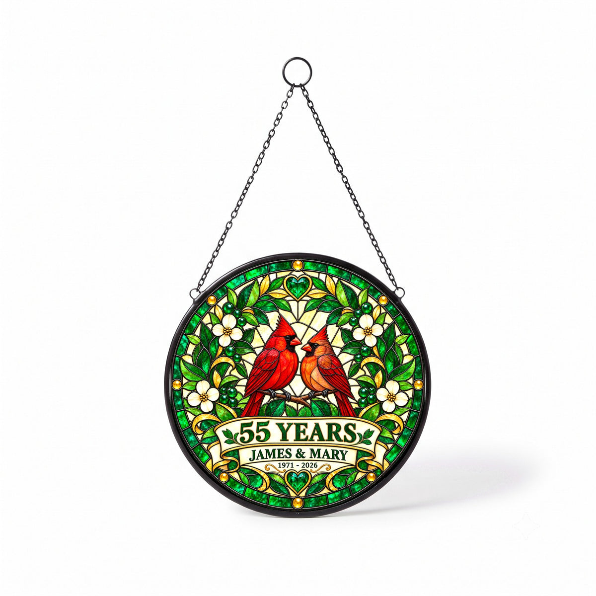 55th Anniversary Suncatcher - Personalized Gift for Couples