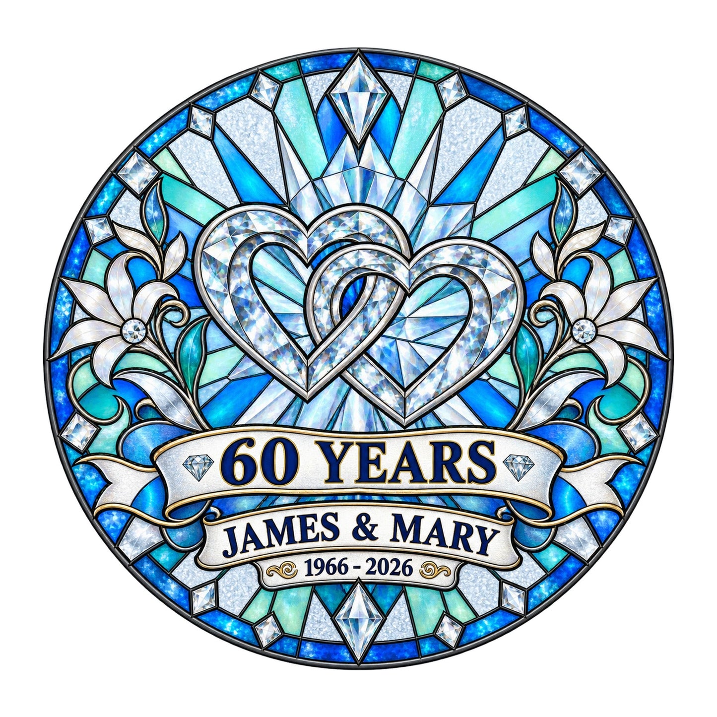 60th Anniversary Suncatcher - Personalized Gift for Couples