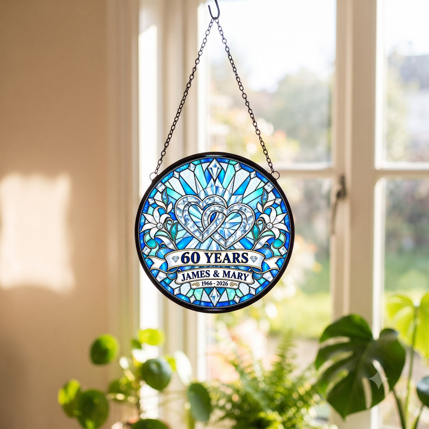 60th Anniversary Suncatcher - Personalized Gift for Couples