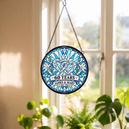 60th Anniversary Suncatcher - Personalized Gift for Couples