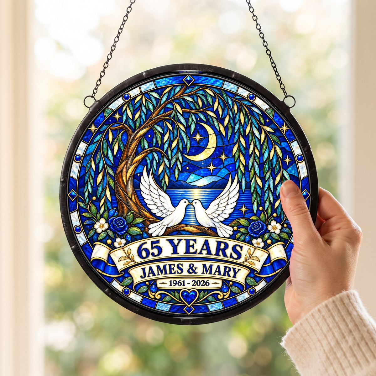65th Anniversary Suncatcher - Personalized Gift for Couples