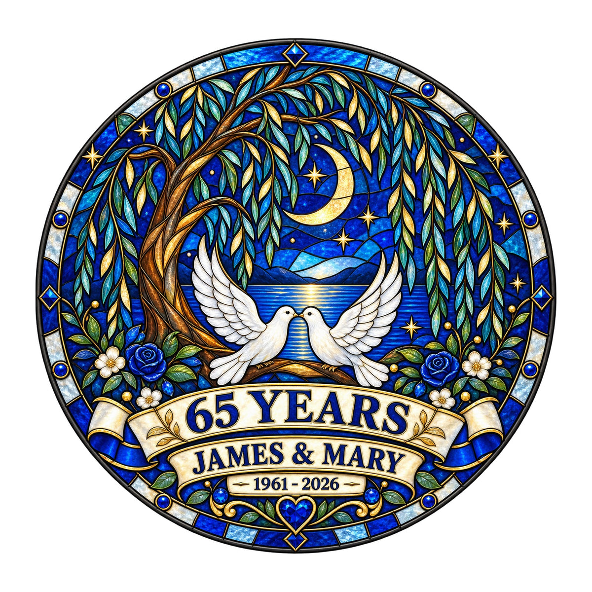 65th Anniversary Suncatcher - Personalized Gift for Couples