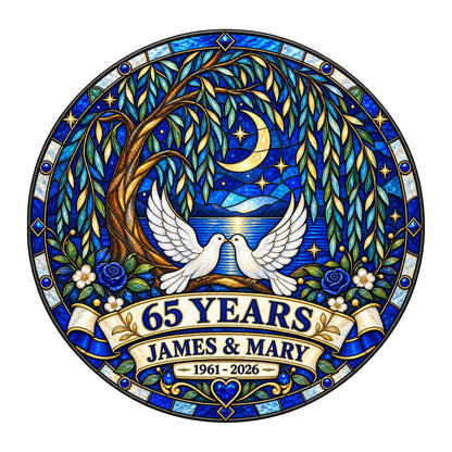 65th Anniversary Suncatcher - Personalized Gift for Couples