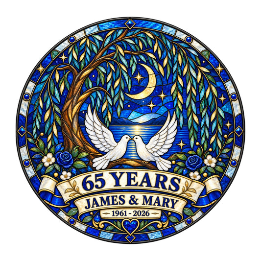 65th Anniversary Suncatcher - Personalized Gift for Couples