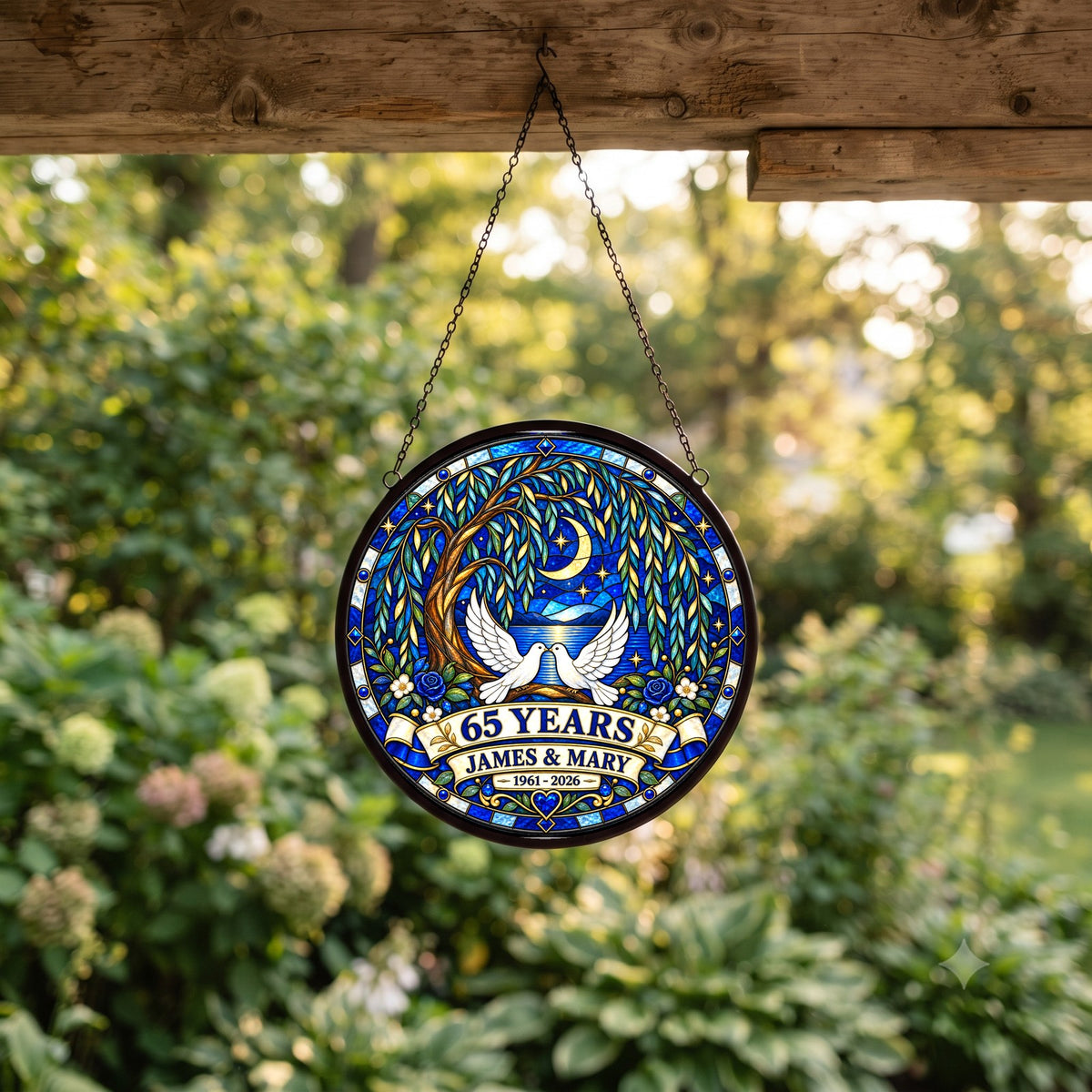 65th Anniversary Suncatcher - Personalized Gift for Couples