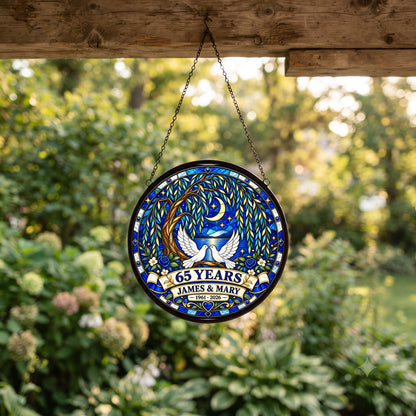 65th Anniversary Suncatcher - Personalized Gift for Couples