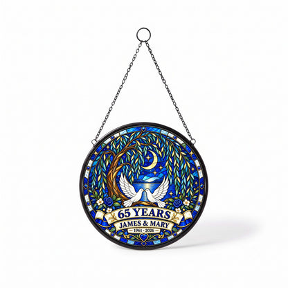 65th Anniversary Suncatcher - Personalized Gift for Couples