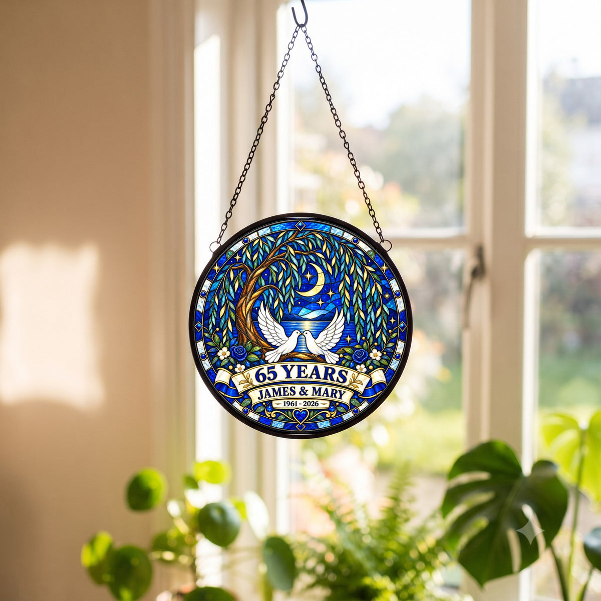 65th Anniversary Suncatcher - Personalized Gift for Couples