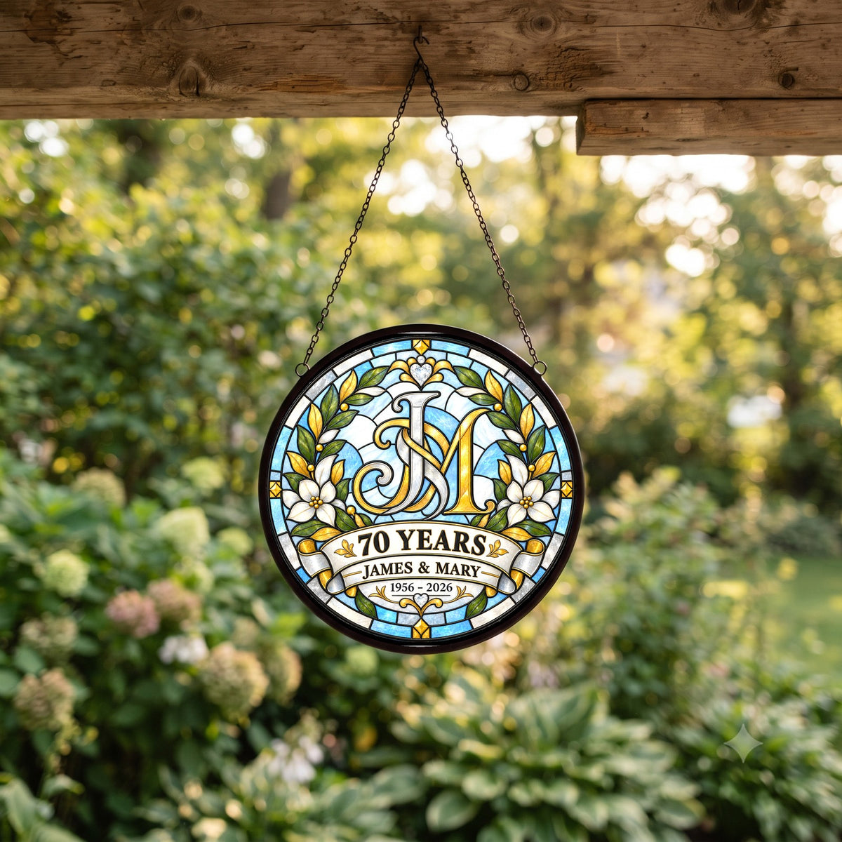 70th Anniversary Suncatcher - Personalized Gift for Couples