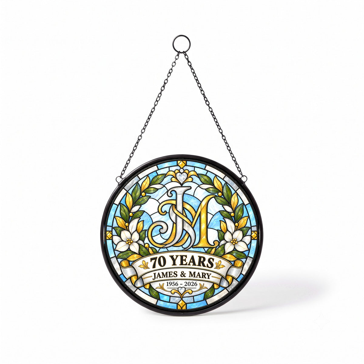 70th Anniversary Suncatcher - Personalized Gift for Couples