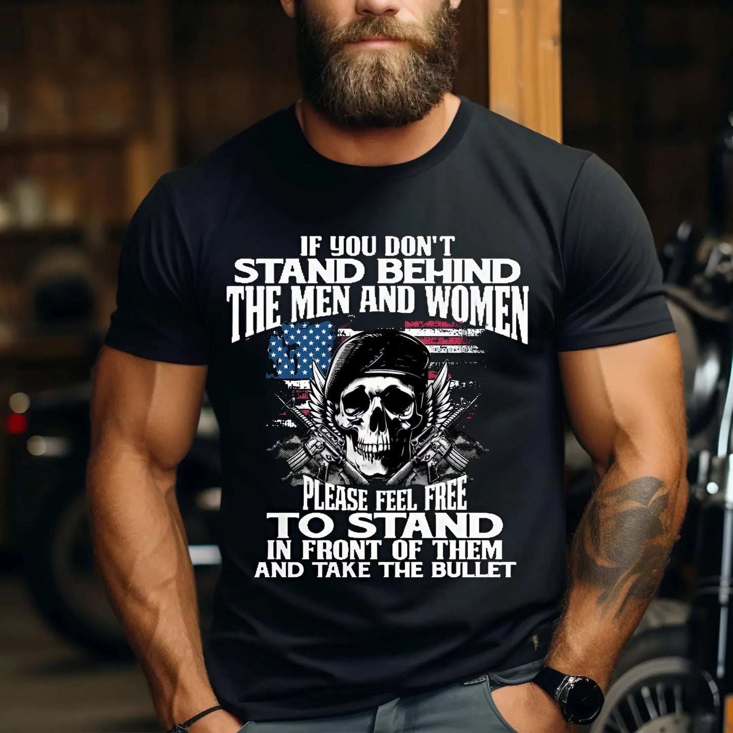 Veteran Shirt with Skull & Slogan – Bold & Powerful Style for Vets