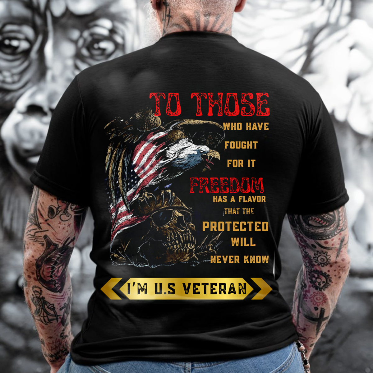 US Veteran Shirt – Freedom Has a Flavor Bold Quote Tee, Patriotic Eagle Skull Design, Military Pride Gift for Veterans