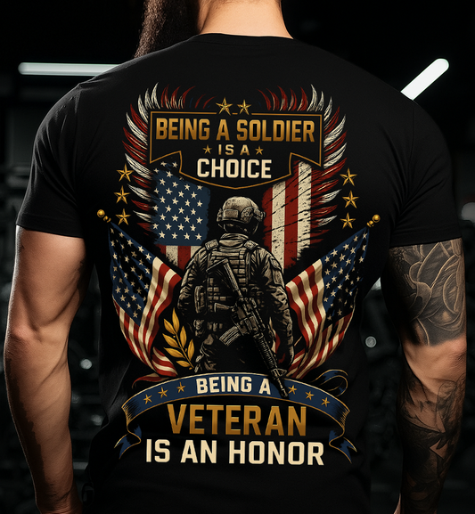 Soldier Veteran Honor T-Shirt – Patriotic Military Graphic Tee with American Flag for Men