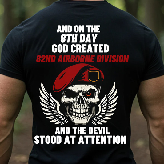 On the 8th Day God Created 82nd Airborne Division T-Shirt, Skull Airborne Design, Gift Idea for Veterans Day